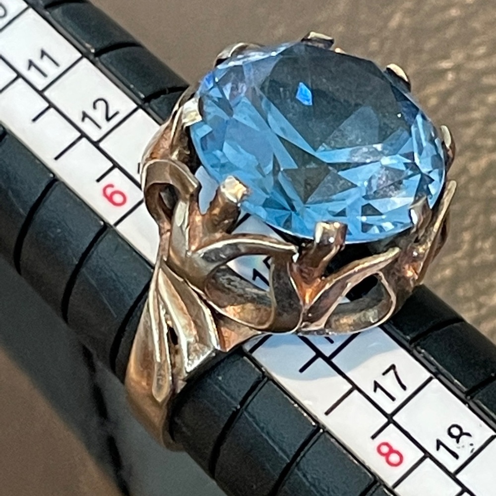 1940 9k Genuine Gold Aquamarine Ring - Picture 4 of 10